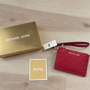 Michael Kors wallet sm coin purse valentines day exclusive red leather nwt